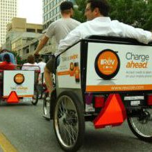pedicabs in downtown austin with ads